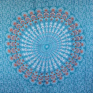 Mandala-sarong i blått och orange - produktbild 3