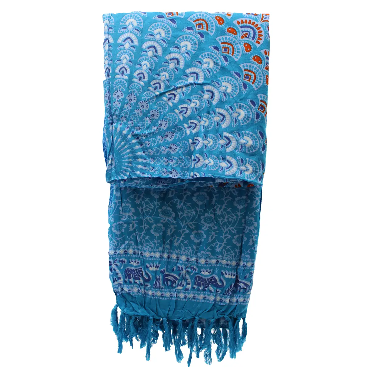 Mandala-sarong i blått och orange - produktbild 4
