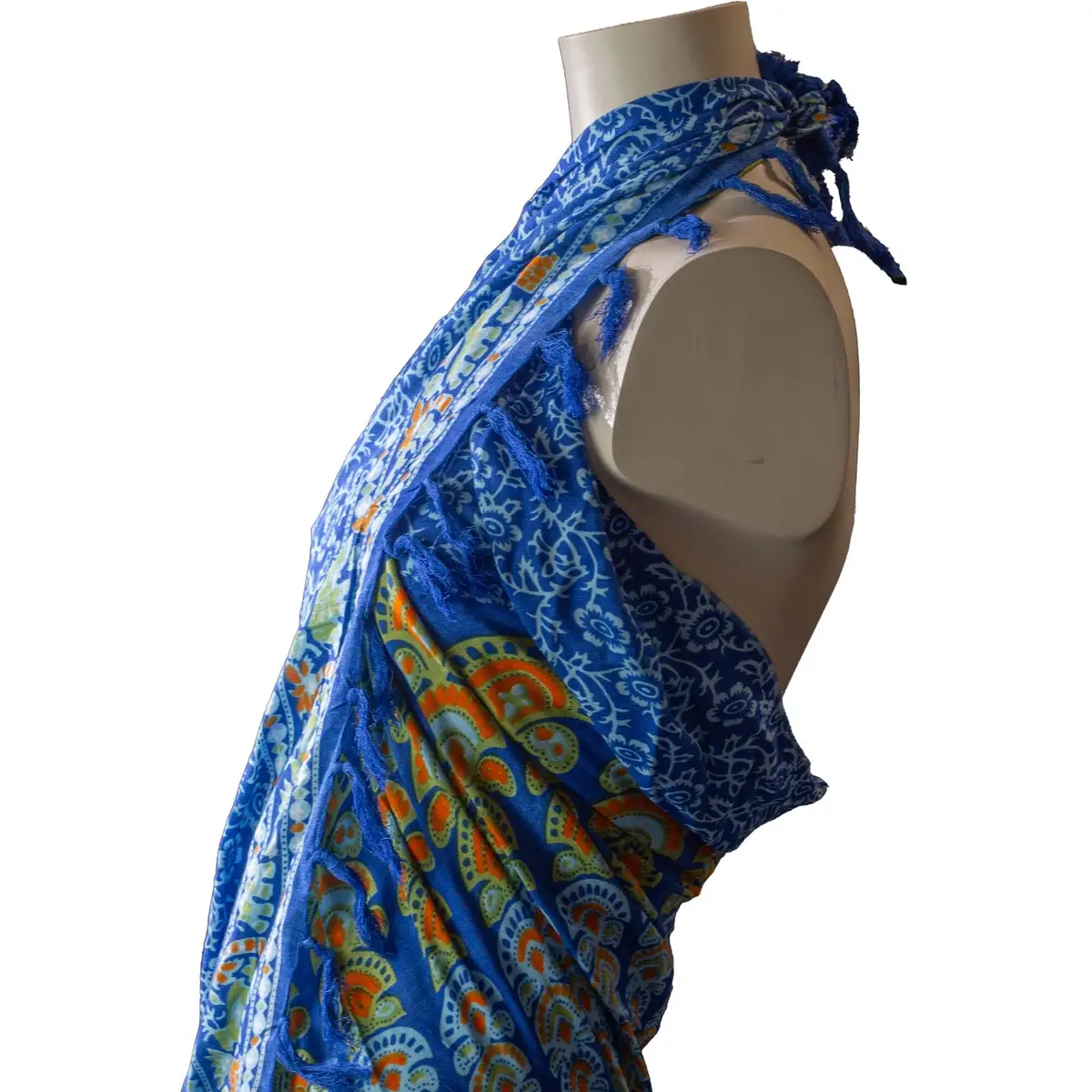 Mandala-sarong i blått och orange - produktbild 5