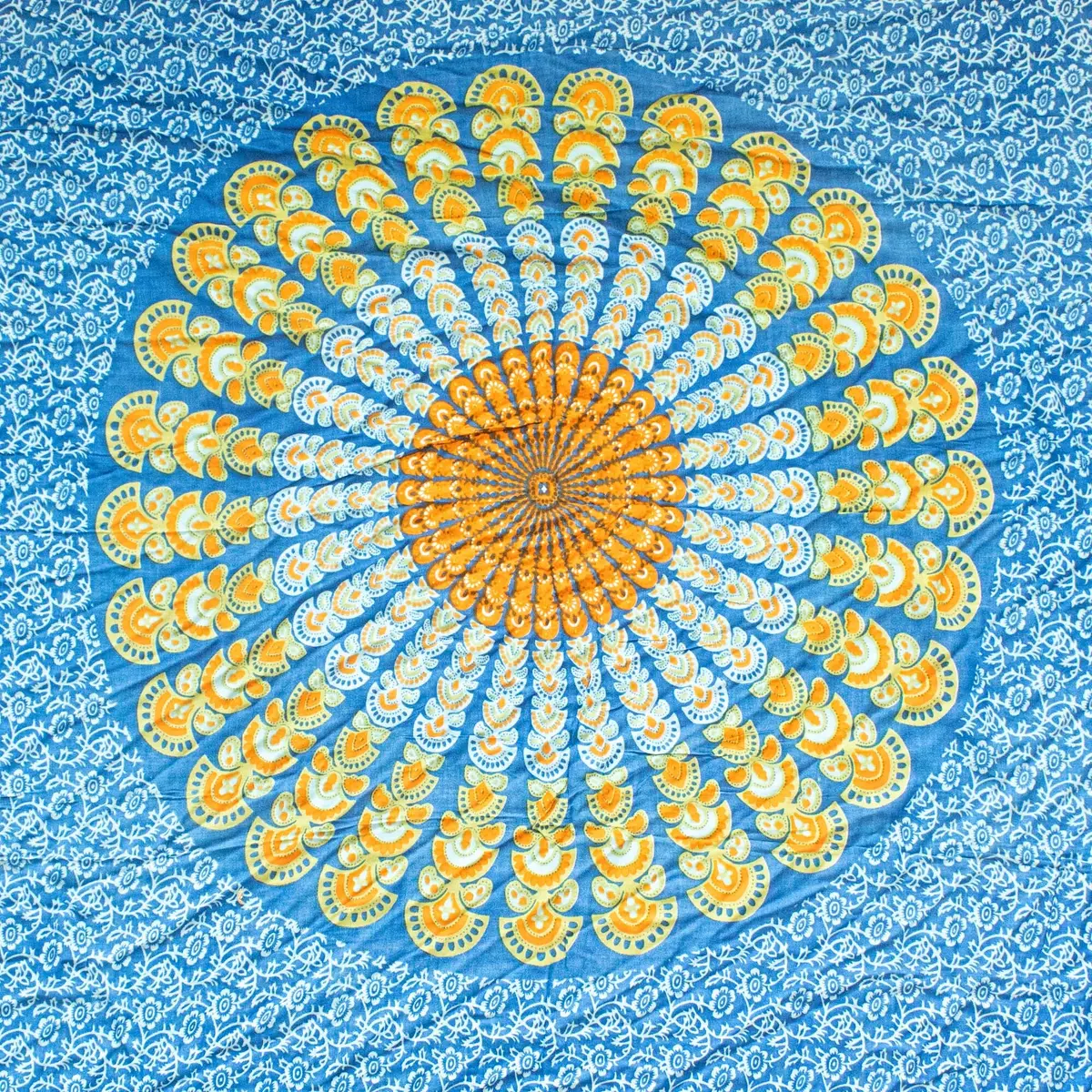 Mandala-sarong i blått och orange - produktbild 6