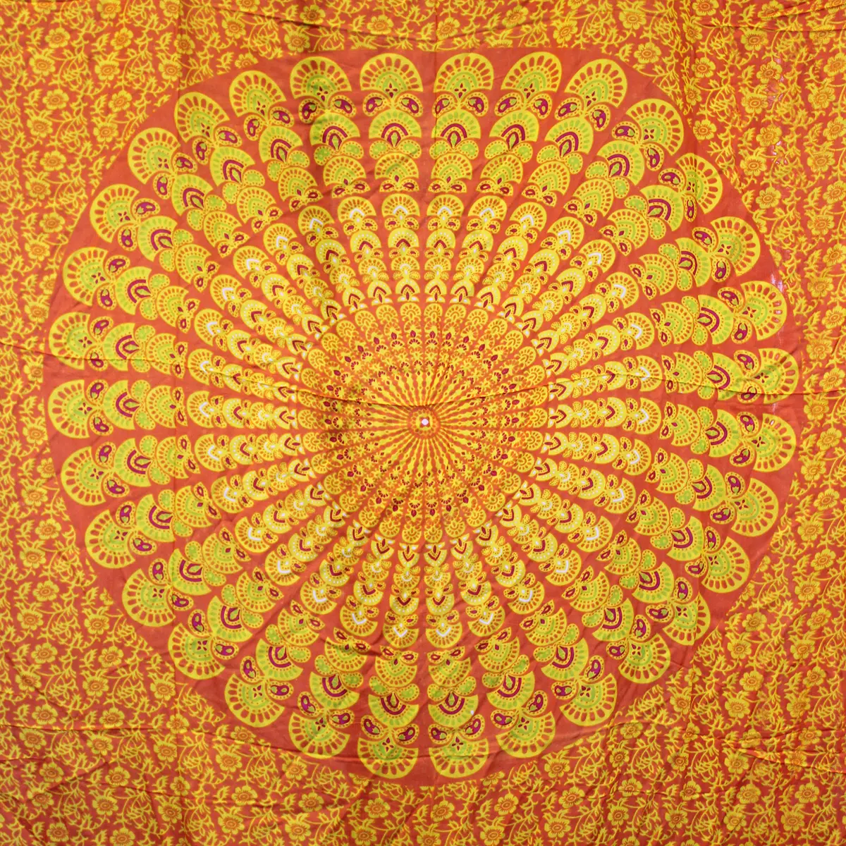 Mandala-sarong i lime och orange - produktbild 3