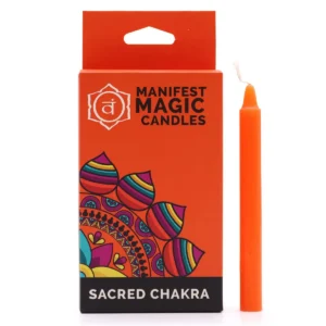 Orange manifestationsljus Sacred Chakra i förpackning med 12 stycken