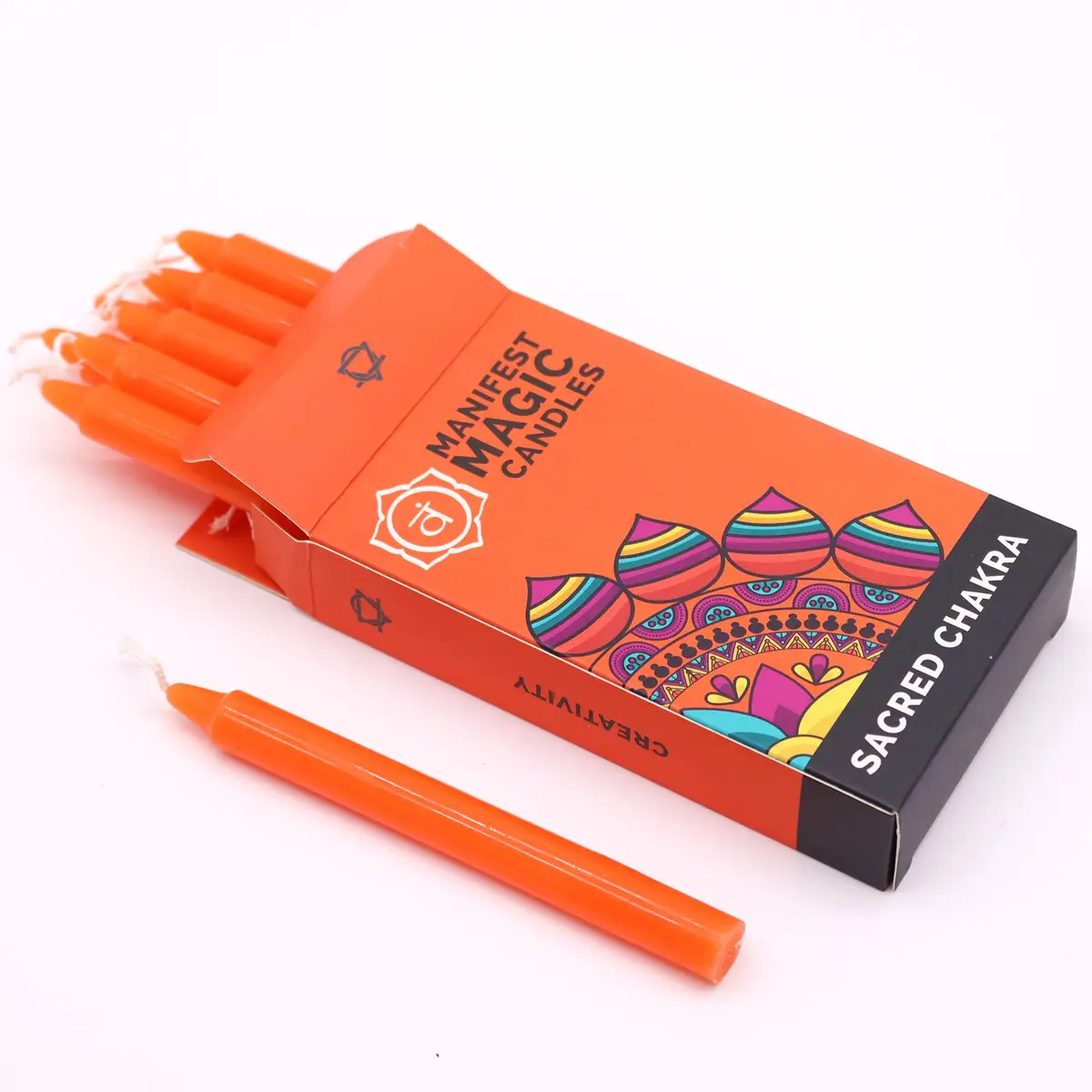 Manifestationsljus Sacred Chakra, 12-pack orange - produktbild 2