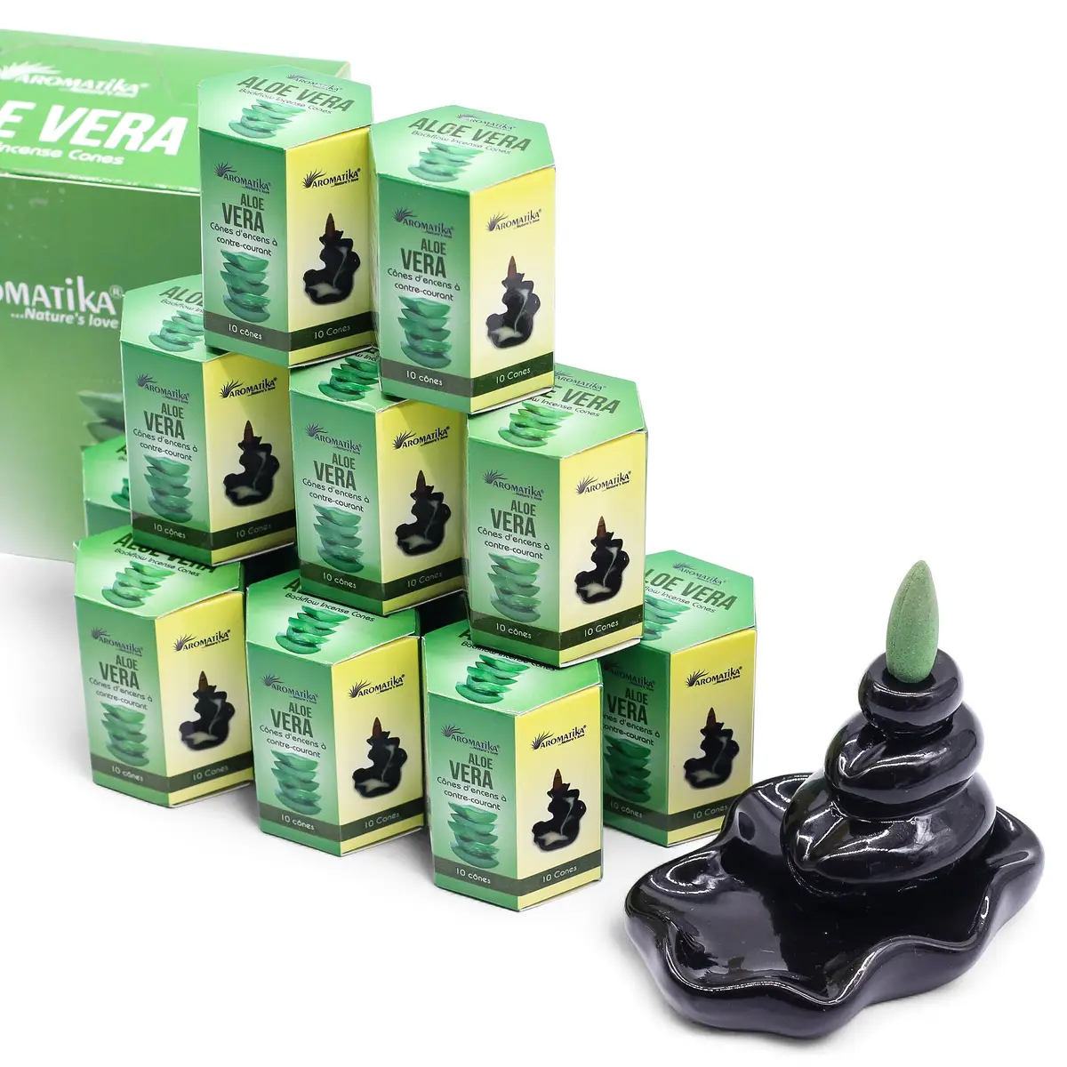 Masala Backflow rökelsekoner 10-pack Aloe Vera - produktbild 3