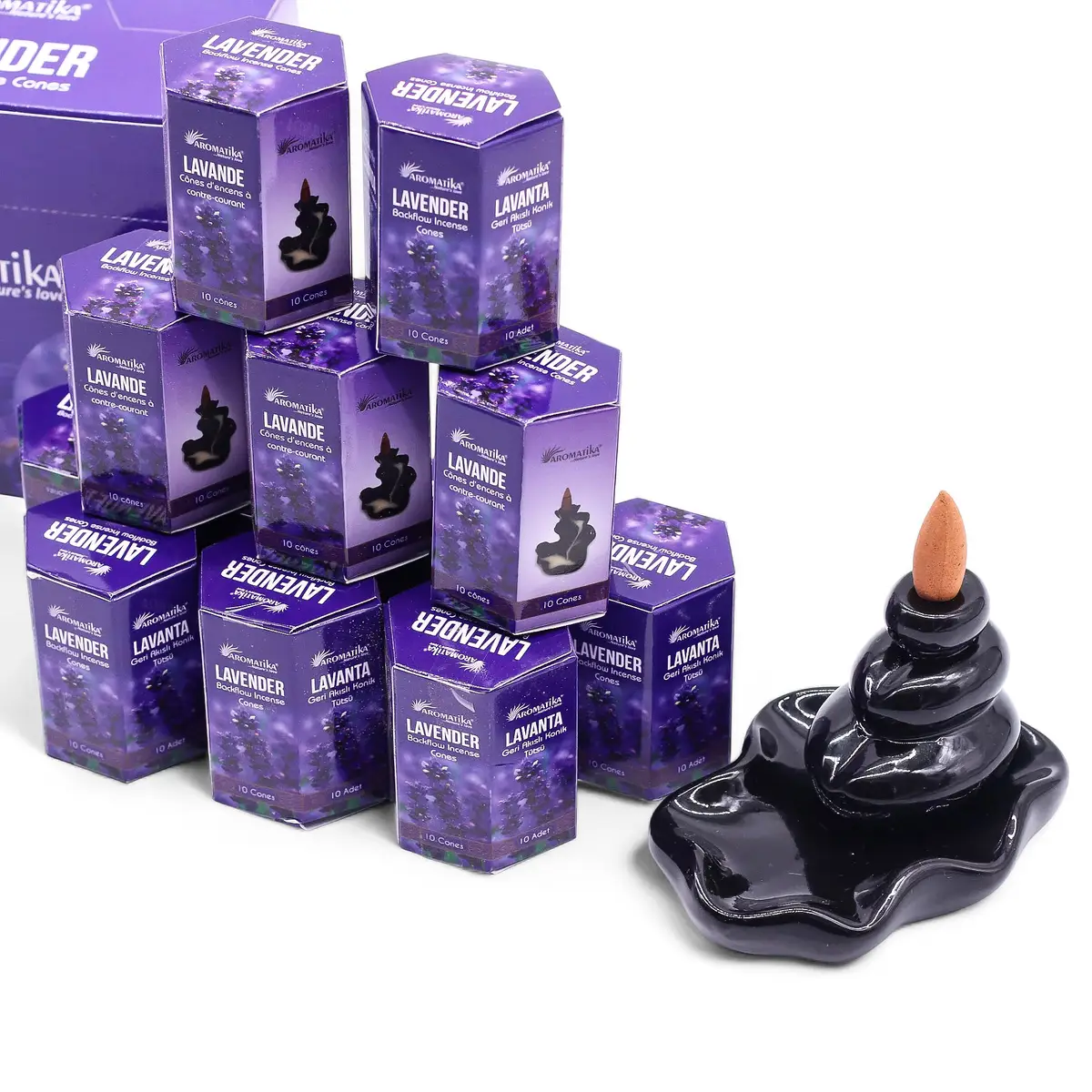 Masala Backflow rökelsekoner 10-pack lavendel - produktbild 2