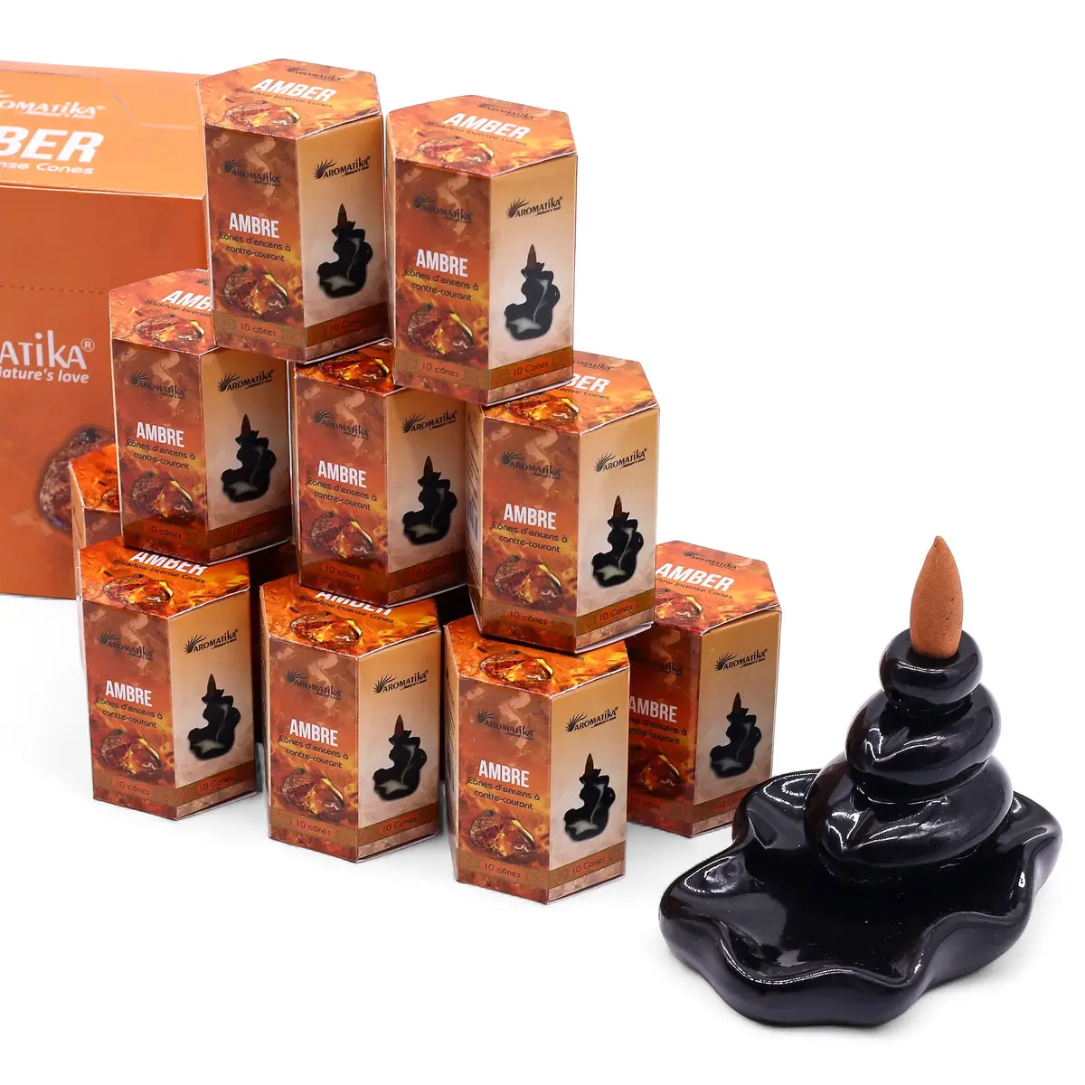 Masala Backflow rökelsekoner 10-pack med amberdoft - produktbild 3