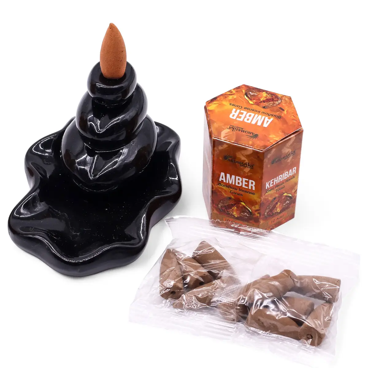 Masala Backflow rökelsekoner 10-pack med amberdoft - produktbild 6