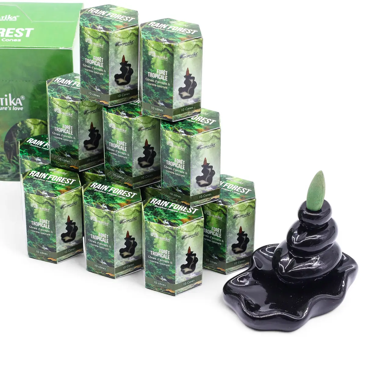 Masala Backflow rökelsekoner 10-pack Rain Forest - produktbild 2
