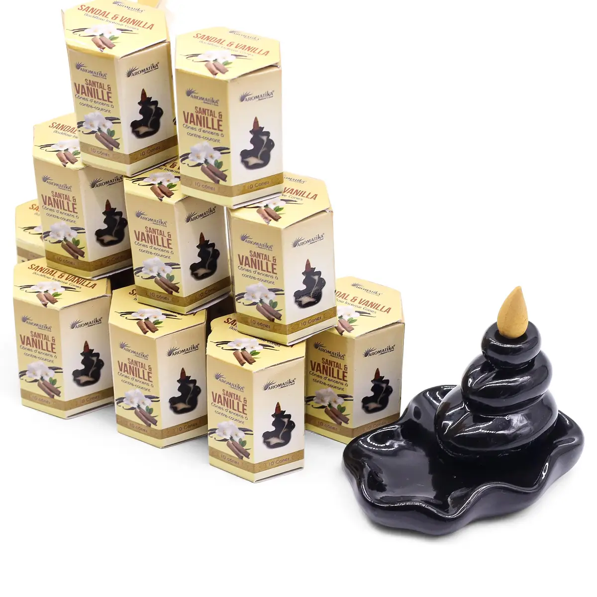 Masala Backflow rökelsekoner 10-pack Sandelträ och Vanilj - produktbild 2
