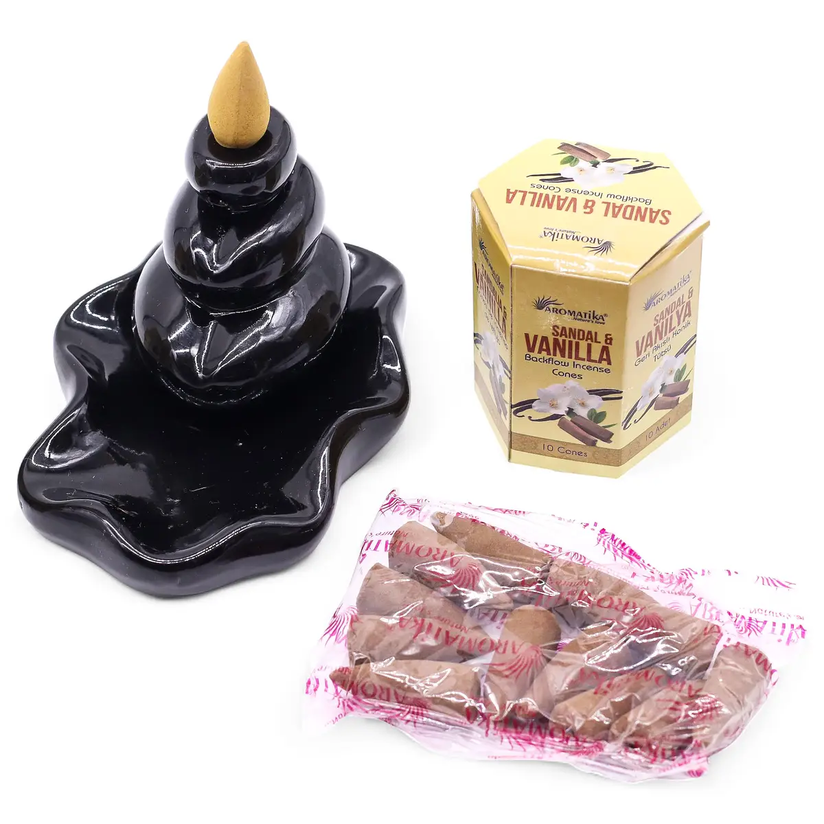 Masala Backflow rökelsekoner 10-pack Sandelträ och Vanilj - produktbild 5