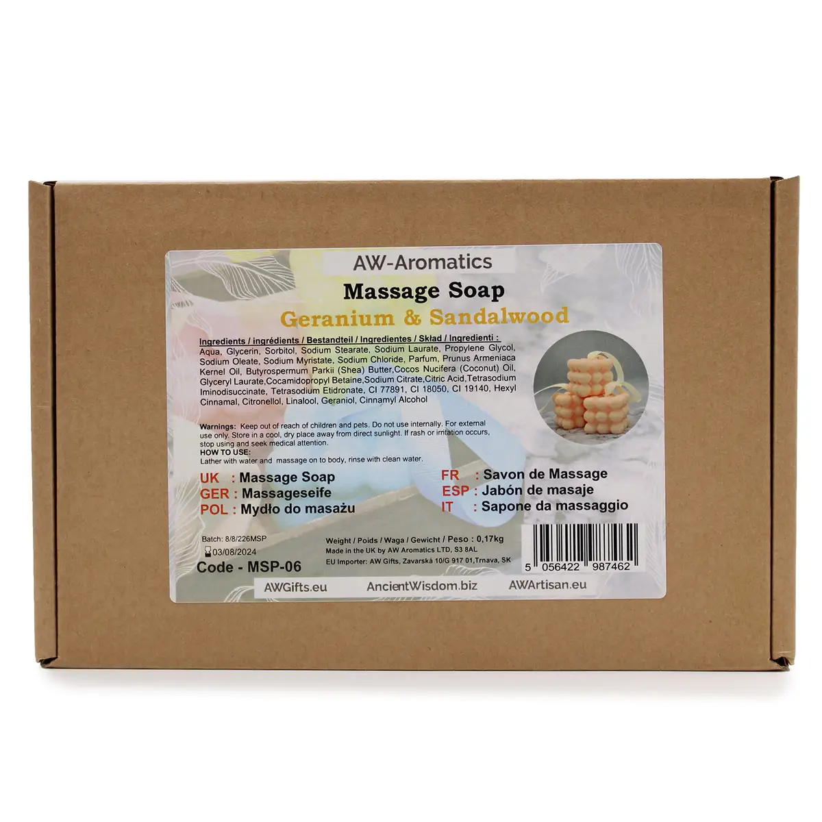 Massage-tvål med geranium och sandelträ - produktbild 3