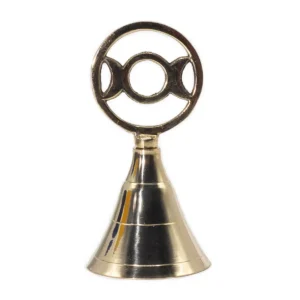 Mässingsklocka med trippelmånesymbol på handtag, polerad yta