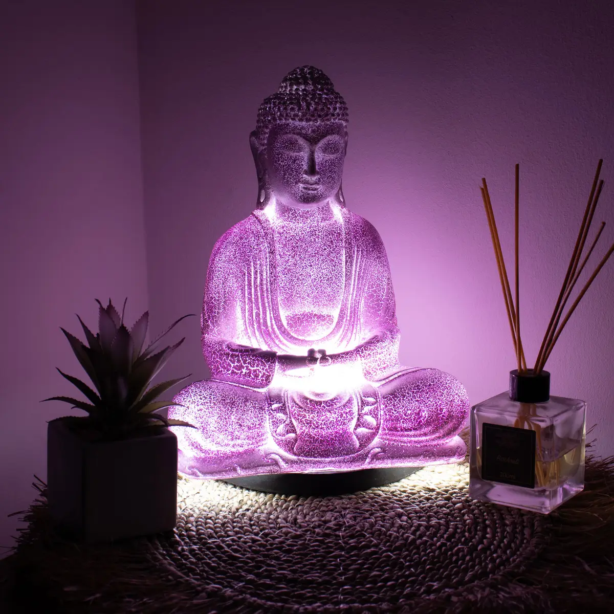 Meditationslampa Buddha Lavendel med oval fot - produktbild 3