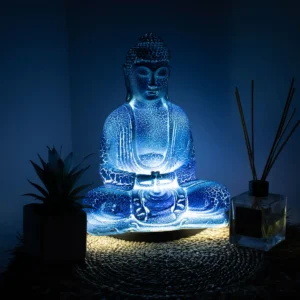 Meditationslampa Buddha med himmelsblå oval fot - produktbild 3