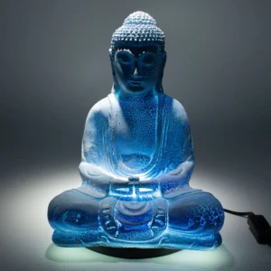 Meditationslampa Buddha med himmelsblå oval fot - produktbild 4