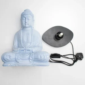 Meditationslampa Buddha med himmelsblå oval fot - produktbild 6