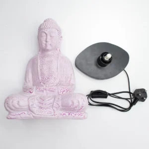 Meditationslampa Buddha med körsbärsröd sprickfinish och oval fot - produktbild 2