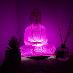 Meditationslampa Buddha med körsbärsröd sprickfinish och oval fot - produktbild 3