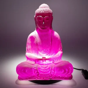 Meditationslampa Buddha med körsbärsröd sprickfinish och oval fot - produktbild 4