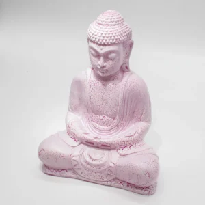 Meditationslampa Buddha med körsbärsröd sprickfinish och oval fot - produktbild 5