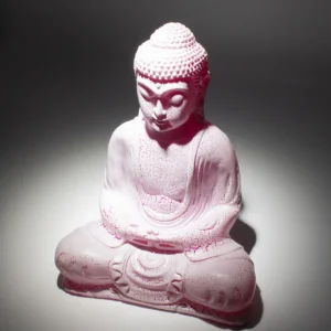 Meditationslampa Buddha med körsbärsröd sprickfinish och oval fot - produktbild 6