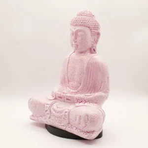 Meditationslampa Buddha med körsbärsröd sprickfinish och oval fot - produktbild 7