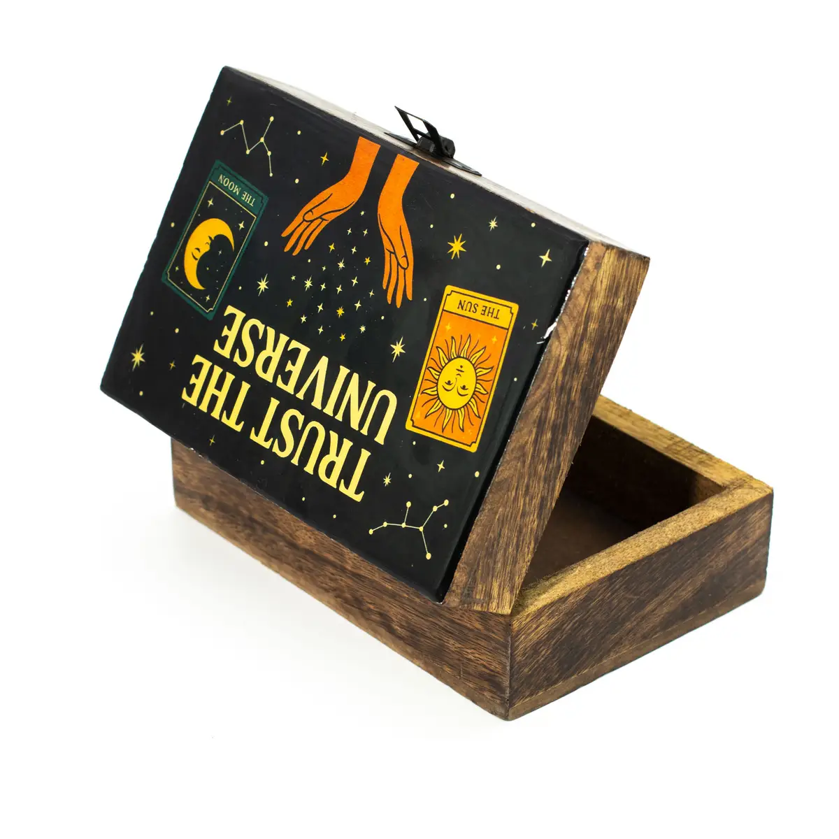 Mellanask i mangoträ med emaljerat lock – Trust the Universe - produktbild 3