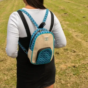 Mellanryggsäck Kathmandu i bomull och hampa med Dhaka-mönster 30x21x9 cm - produktbild 10
