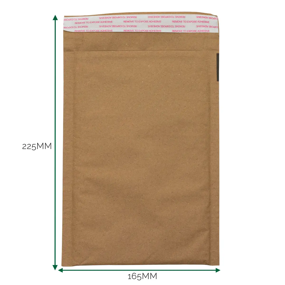 Vadderat kuvert i kraftpapper med självhäftande remsa och måtten 165x225 mm
