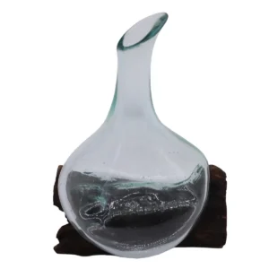 Mini karaff i smält glas på trä 20 cm - produktbild 2