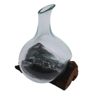Mini karaff i smält glas på trä 20 cm - produktbild 3