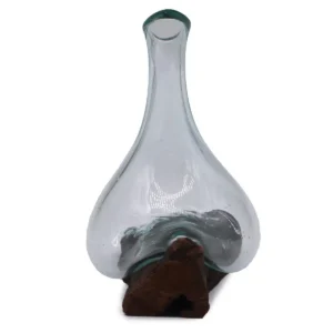 Mini karaff i smält glas på trä 20 cm - produktbild 4