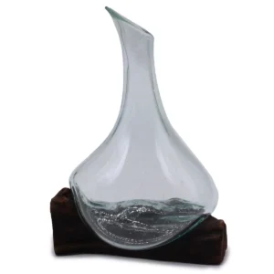Mini karaff i smält glas på trä 20 cm - produktbild 5