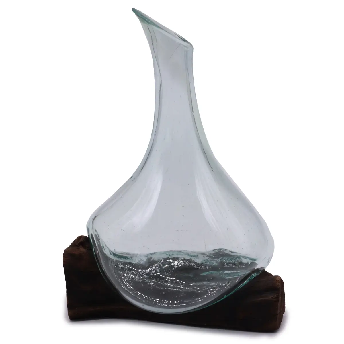 Mini karaff i smält glas på trä 20 cm - produktbild 5
