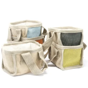 Mini shoppingkorg i jute och bomull 16x10x12 cm kolgrå - produktbild 2