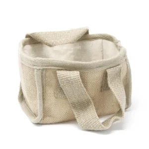 Mini shoppingkorg i naturfärgad jute och bomull med handtag