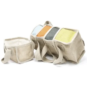 Mini shoppingkorg i jute och bomull 16x10x12 cm oliv - produktbild 3