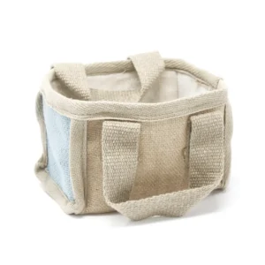 Mini shoppingkorg i jute och bomull med mjuka handtag och bomullsfoder