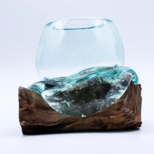Mini skål i smält glas på trä 20 cm - produktbild 7