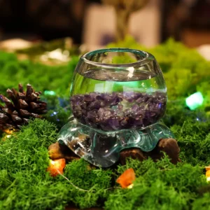 Mini skål i smält glas på trä 20 cm - produktbild 8