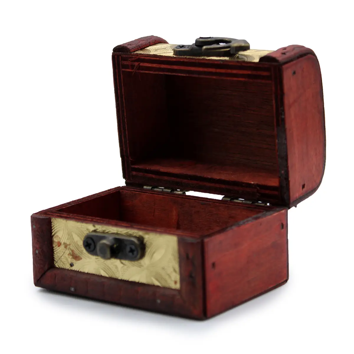 Miniatyr vintageförvaringslåda i kolonialstil med mässingsdetaljer - produktbild 2