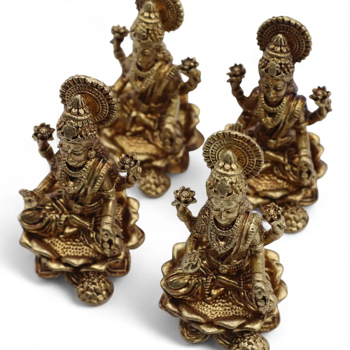 Miniatyrstaty i mässing av gudinnan Laxmi 49 mm - produktbild 8