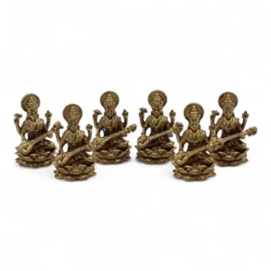 Miniatyrstaty i mässing av gudinnan Saraswati 34 mm - produktbild 6
