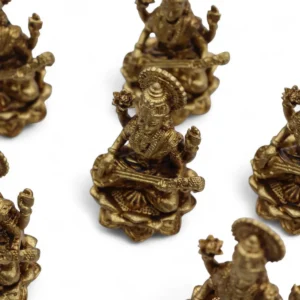 Miniatyrstaty i mässing av gudinnan Saraswati 34 mm - produktbild 7
