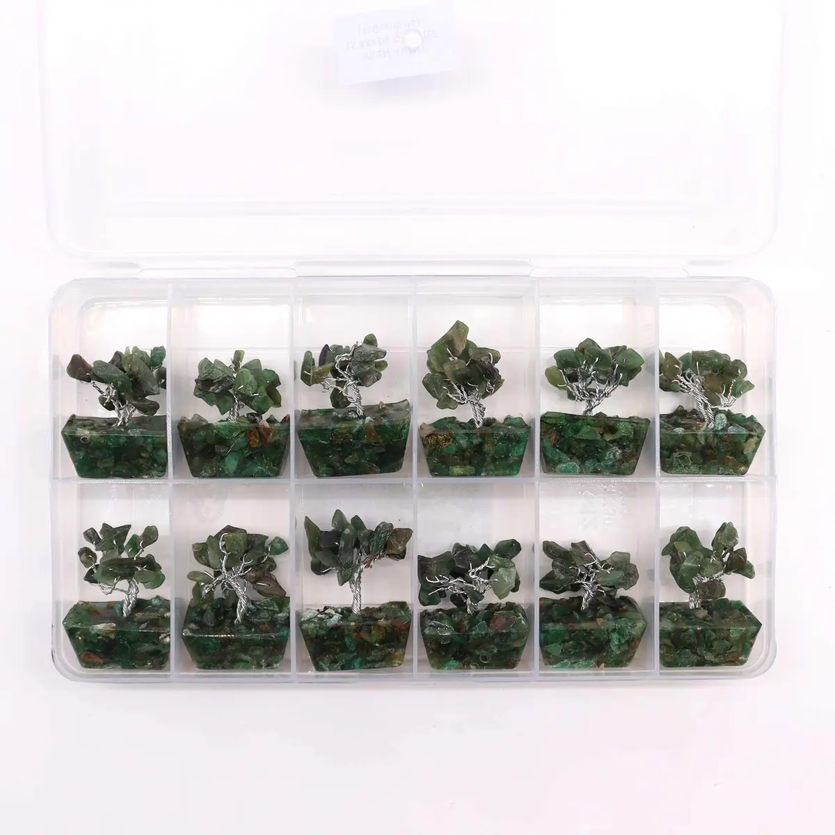 Miniatyrträd av ädelsten på orgonitbas med grön aventurin, 15 stenar - produktbild 5