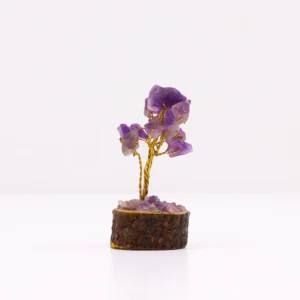 Miniatyrträd av ametist på träbas med 15 stenar - produktbild 3