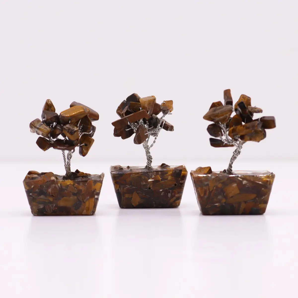 Miniatyrträd av tigeröga på orgonitbas, 15 stenar - produktbild 5