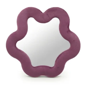 Mjukt vågig stjärnspegel med sammetstyg i mauve färg