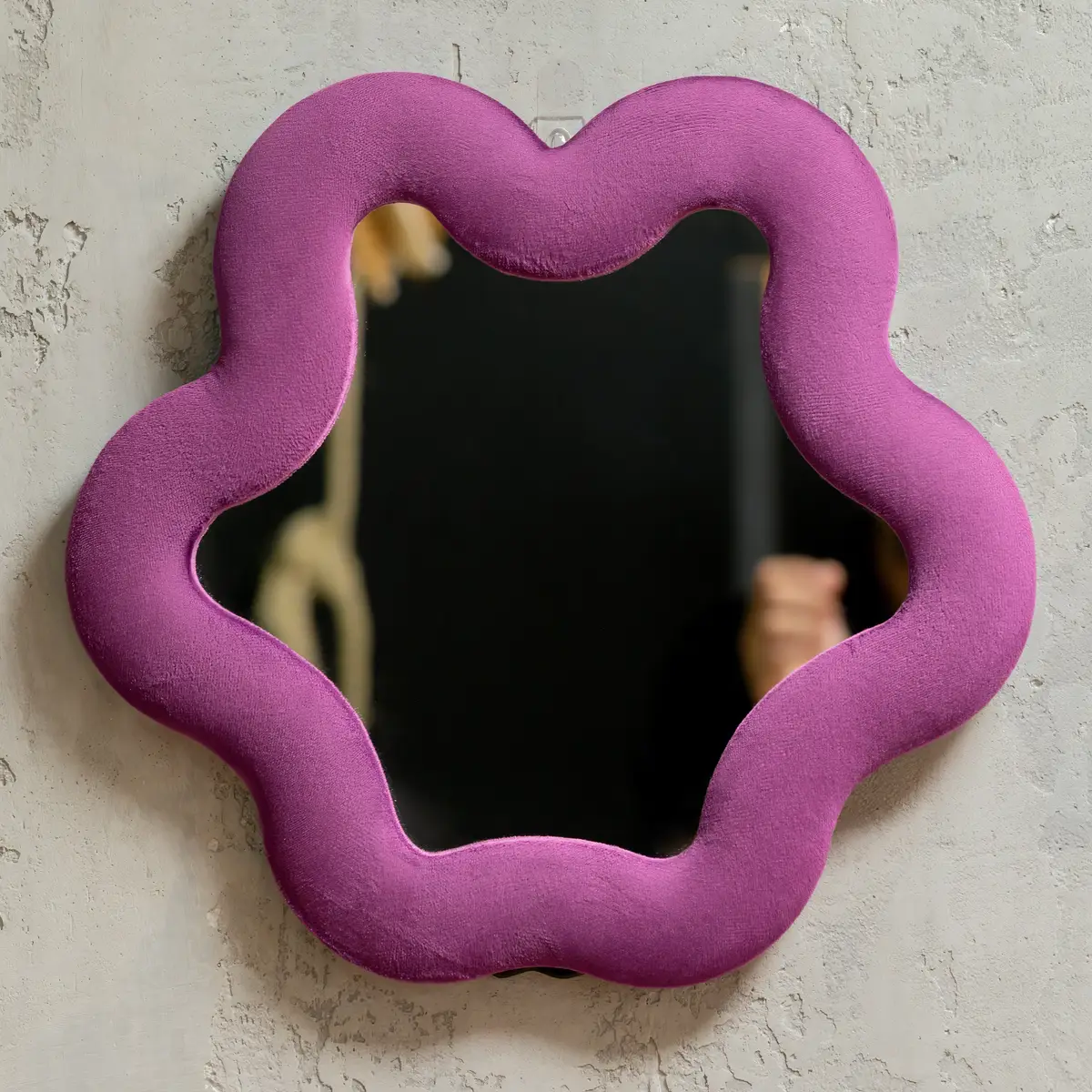 Mjuk vågig stjärnspegel i sammet mauve 33x31 cm - produktbild 5