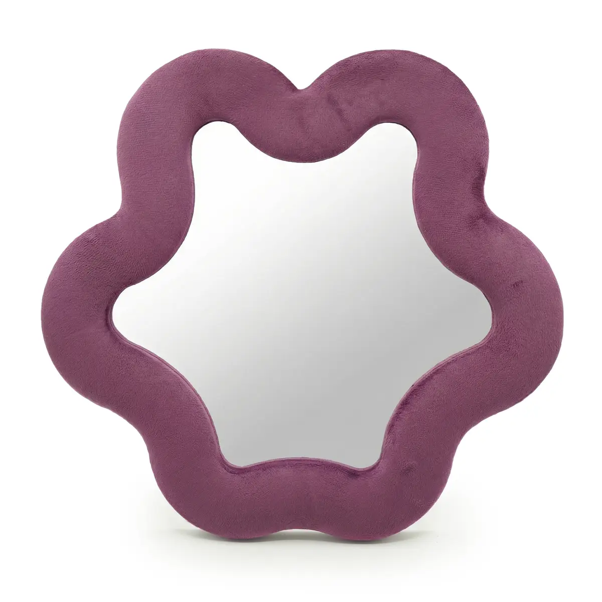 Mjukt vågig stjärnspegel med sammetstyg i mauve färg